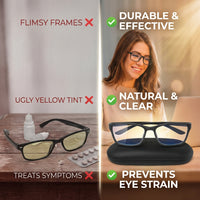 Stylish Blue Light Blocking Glasses for Women or Men - Ease Computer and Digital Eye Strain, Dry Eyes, Headaches and Blurry Vision - Instantly Blocks