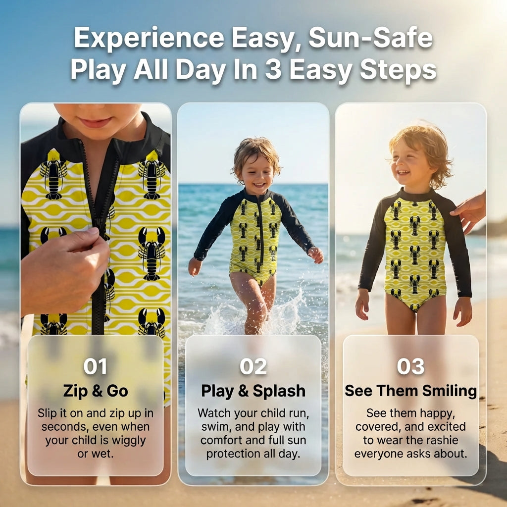 LEMON LOBSTER LONG SLEEVE ZIP RASHIE